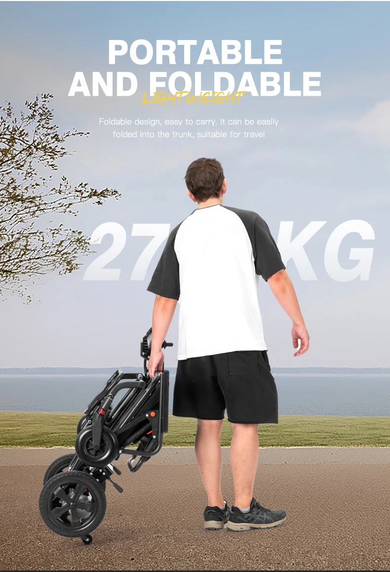 Smart 360 Rotating Lifting Adjustable Design Lightweight Portable Power Chair Electric Wheelchair Easy Storage For Car Trunk