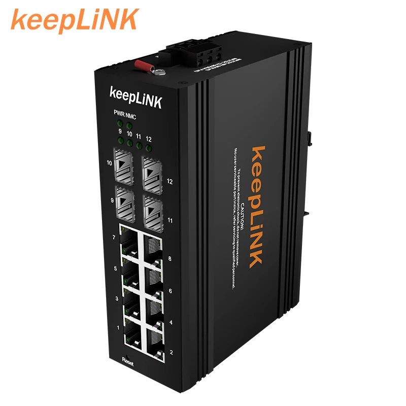 12-порт промышленный PoE + гигабитный коммутатор Ethernet-коммутатор w/ 8*10/100/1000Tx (30 Вт/порт) 4*100/1000 для программирования в производственных условиях слотов карт