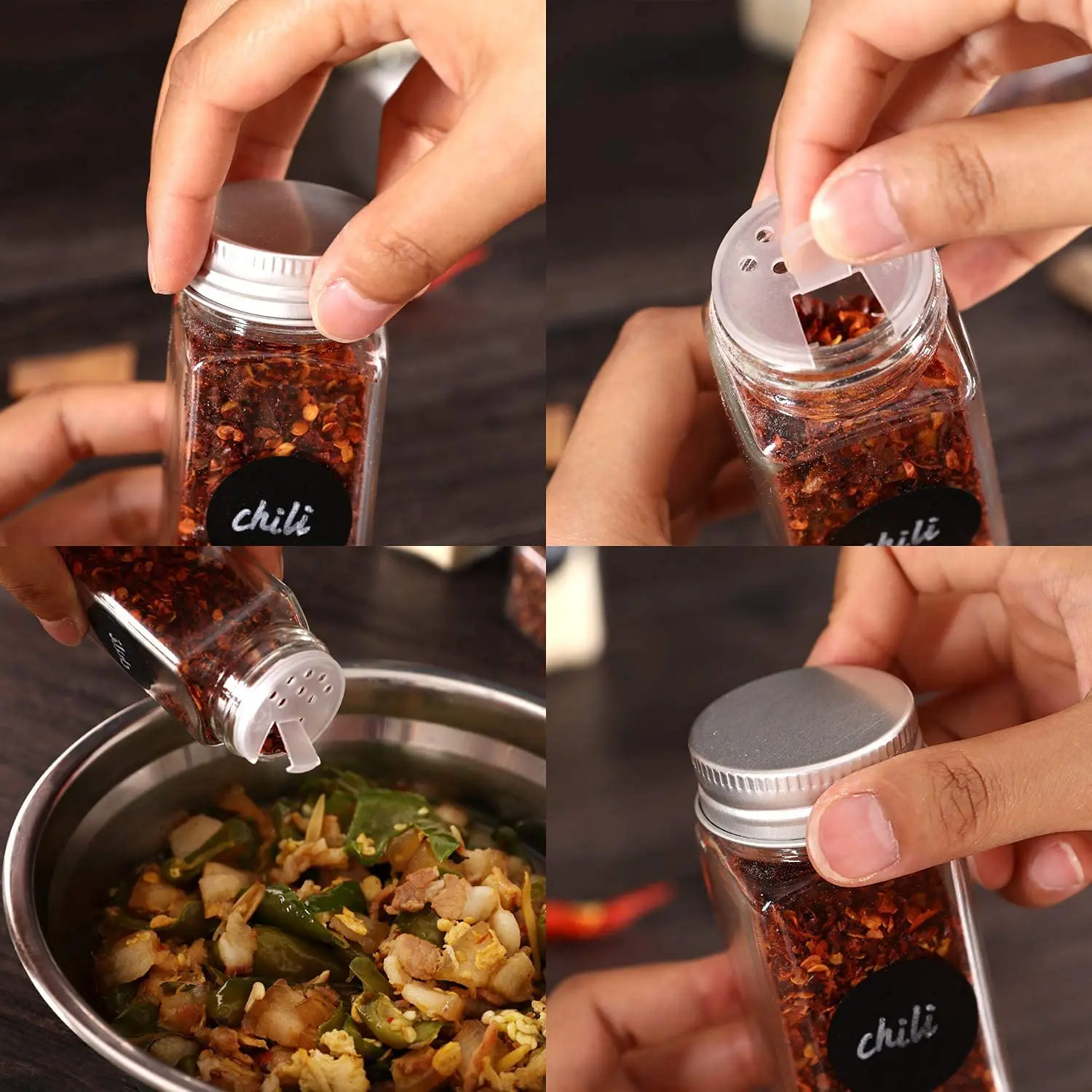 Wholesale Kitchen Seasoning Bottles 120ml Square Glass Spice Jar With Shaker Lids