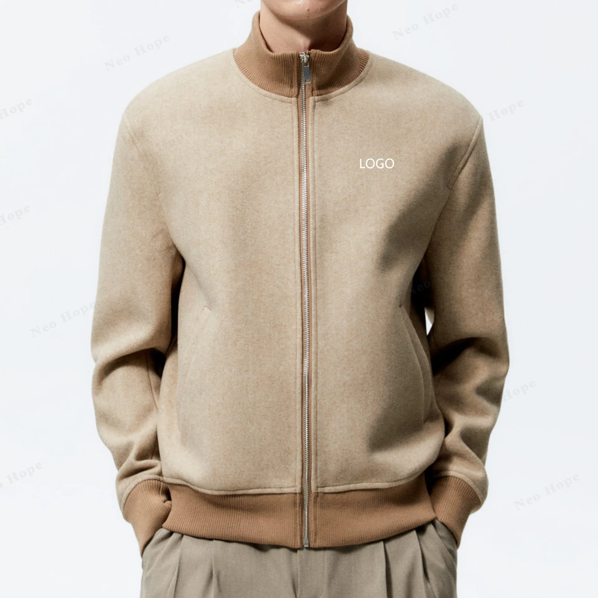 Wholesale Custom Logo Embroidery Men Comfy Waterproof Outerwear Plain Blank 100% Polyester Men Casual Basic Bomber Jackets