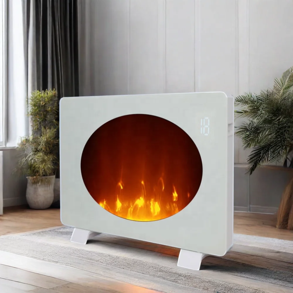 Custom 2000W Freestanding Glass Panel Electric Heater with LED Display WiFi Remote Control for Bathroom & Garden Decorations