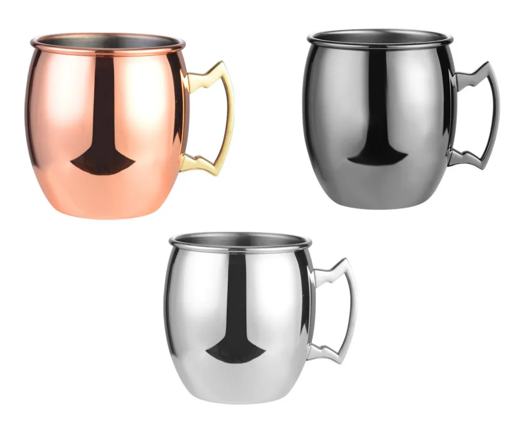 Горячая продажа ретро медные кружки Moscow Mule из нержавеющей стали медное покрытие золото с ручками