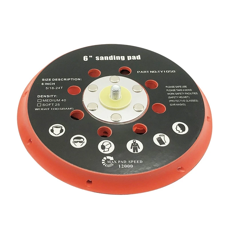 Professional 5Inch Hook and Loop Backing Plate 6 Inch Dual Action Polisher Backing Pad Sanding Disc DA Buffing Backer Plate OEM