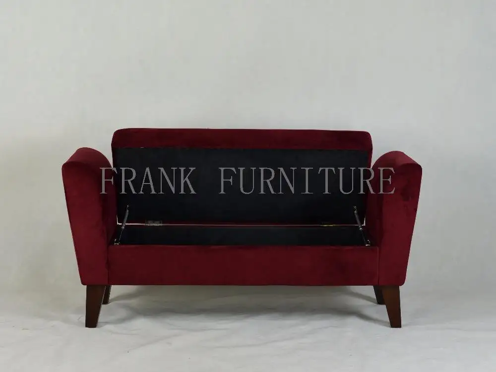 High Quality Red Fabric Bench Modern Rectangular Arm Storage Bench for Living Room Furniture