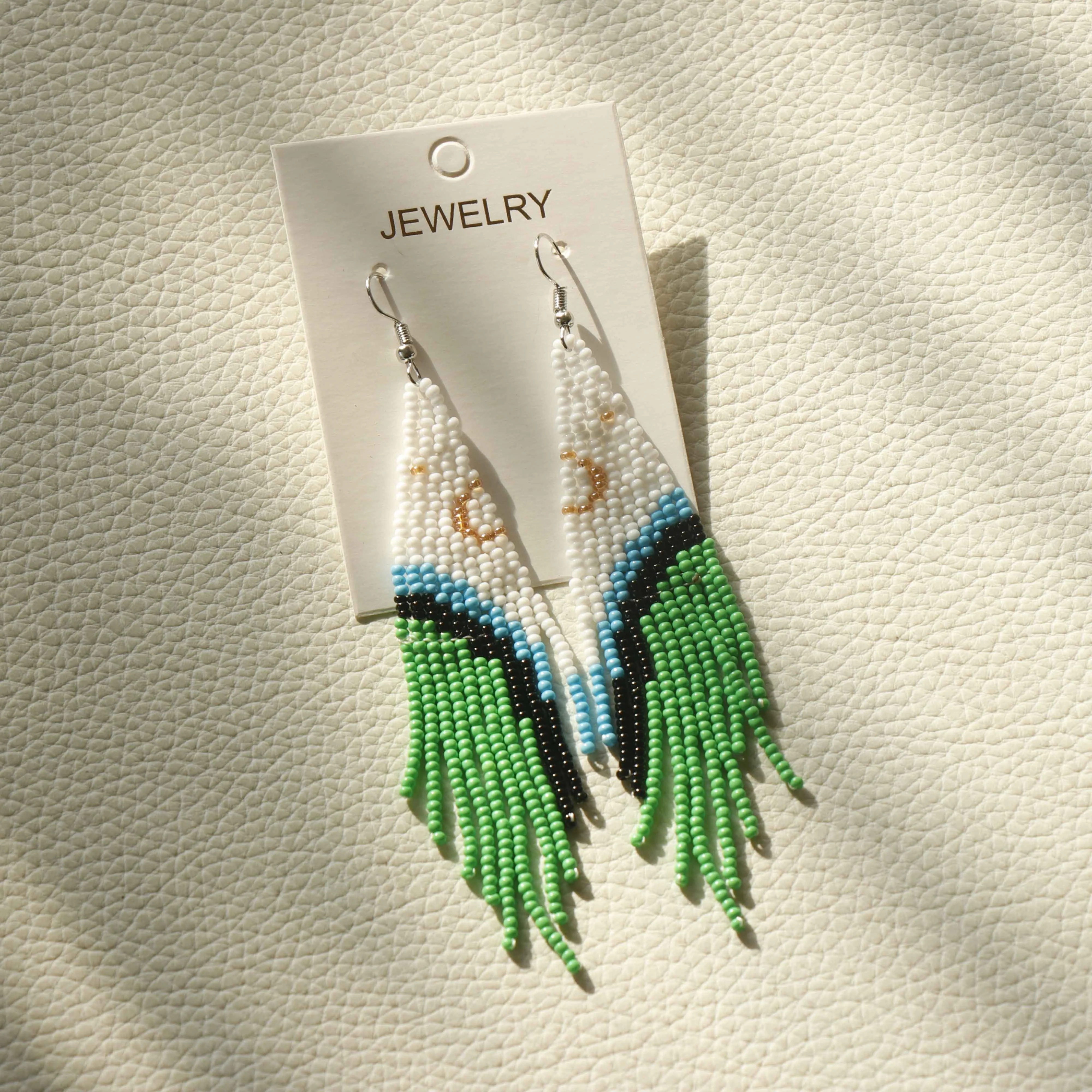 JUHU wholesale eye Bohemian rainbow Mushroom triangle geometry flower hand-made colorful rice bead big beaded earrings for women