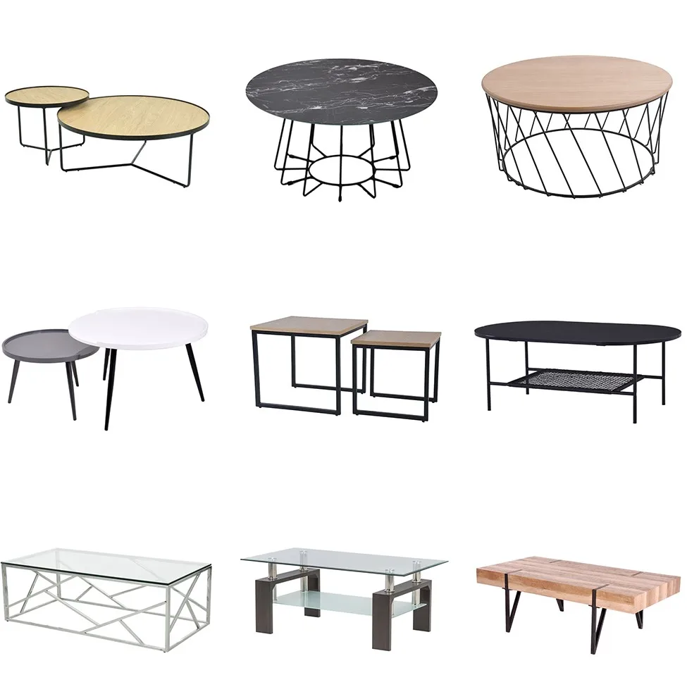  Two Size Living Room Furniture Round Coffee Side Table Fancy Hot Sell Oak Pp Plastic New Design Luxury Pink Yellow Green