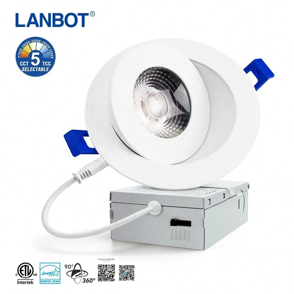 CCT ETL Waterproof Round Led Pot Light Lanbot ETL 3/4/6 inch 9w Gimbal Downlight 12W Ultra Slim Led Downlight