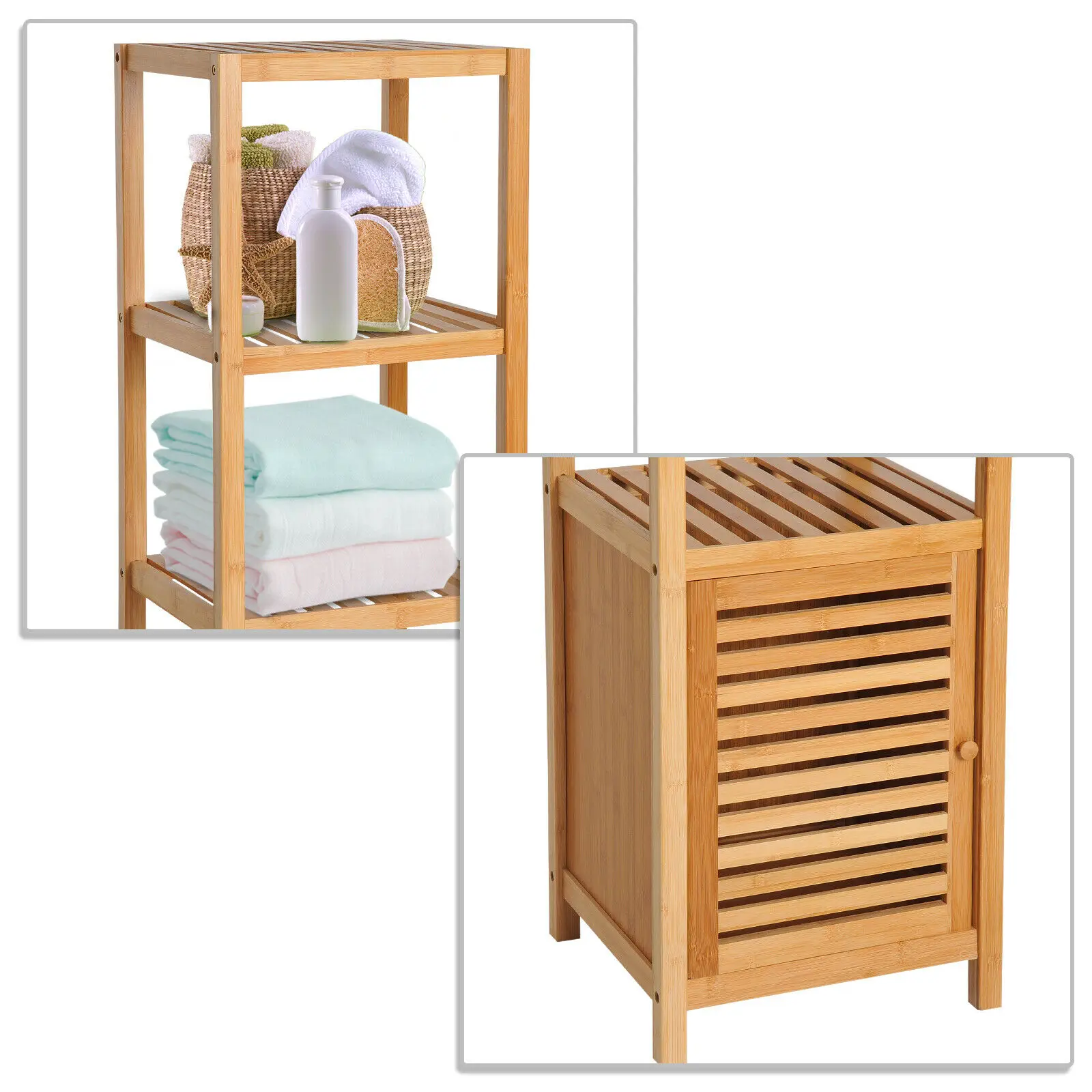  Bamboo Wooden Rack Bathroom Kitchen Storage Organizer Shelves Shelf bathroom