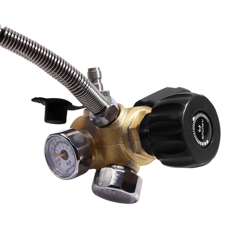 5/8-18UNF DIN-клапан адаптер с манометром Pcp клапан резервуара 4500psi рабочее давление шлангом 50 см для воздушного бака HPA