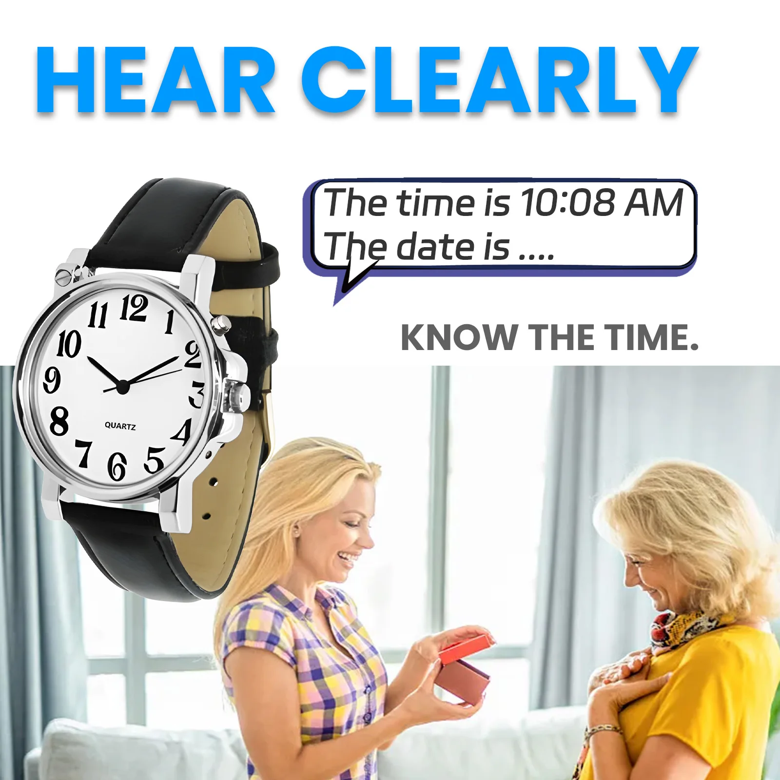 Talking Watch Loud and Clear Voice Large Number Time for The Blind Watches for Men Women