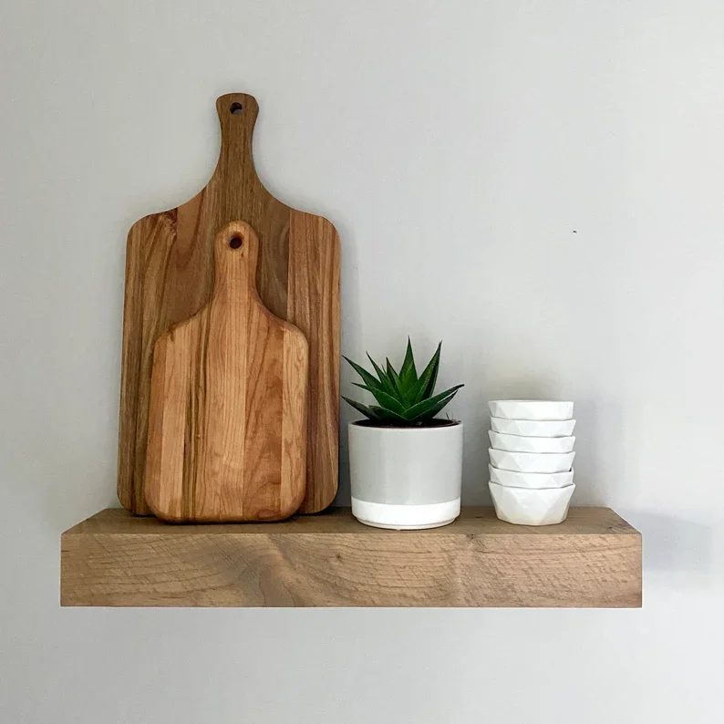 Hot Sales Solid Oak Wall Floating Shelves Decorative Heavy Duty Wall Storage Modern Rustic Floating Shelves