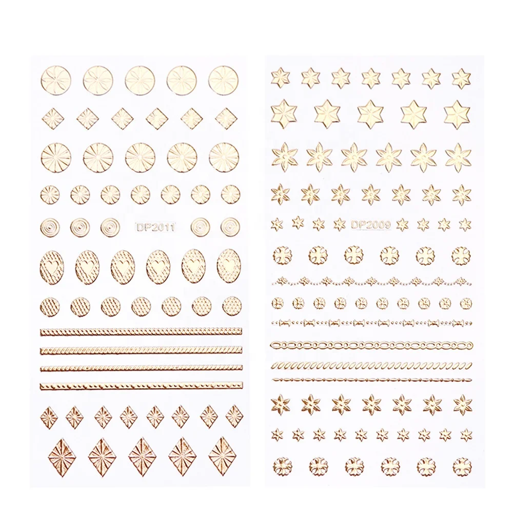 Paso Sico Nail Beauty Trend Manicure Irregular Multi Shapes Pattern Gold Adhesive Foils Nail Sticker Decals for 3D DIY Salon DIY