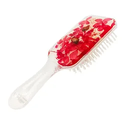 Massage Relax Natural Purple Flowers Stylish Air Cushion Magic Salon Square Acrylic Hair Brush for Home Decoration