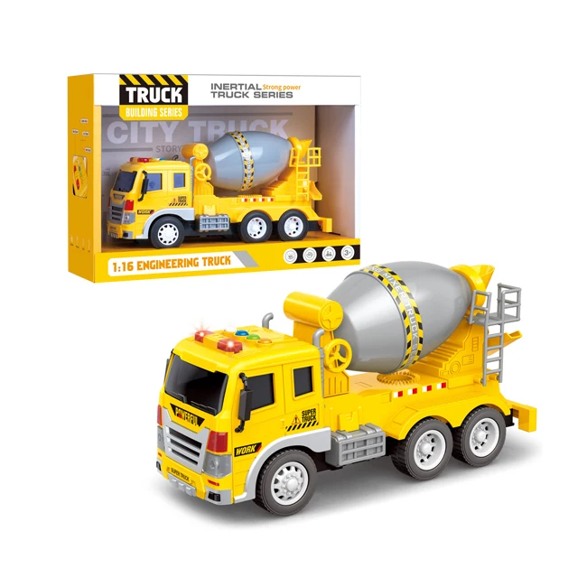 Simulation agitator truck 1:16 inertial engineering truck toys friction plastic electric mixer car toy