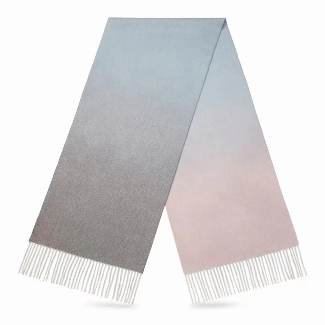 wholesale winter women hijab gradient 100% cashmere muffler scarf shawl designer wool scarf