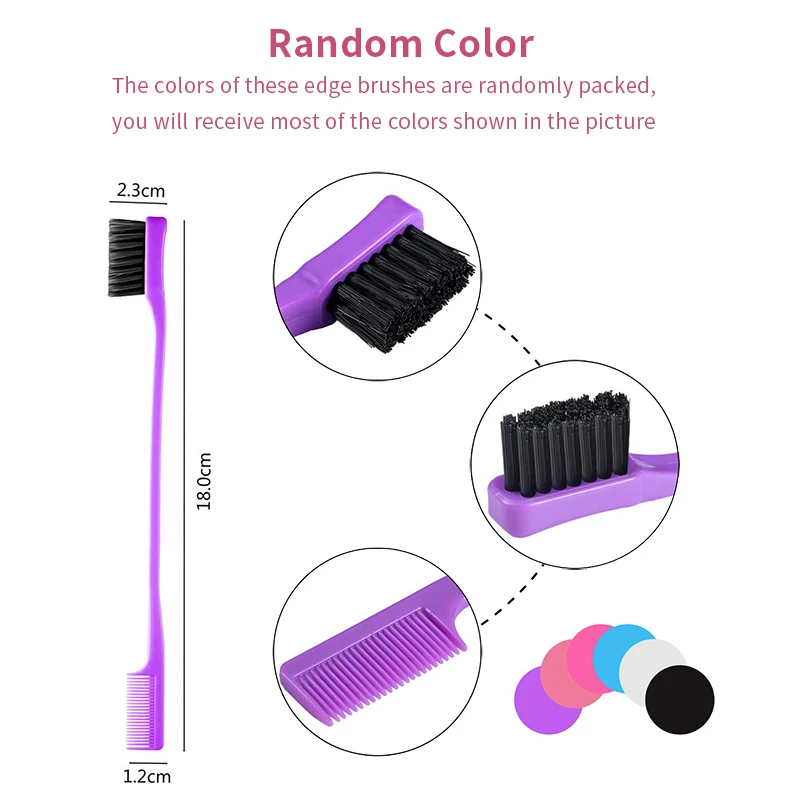 Wholesale Custom Logo Edge Hair Brush Pintail Double Sided Eyebrow Comb 3 in 1 Edge Control Brush