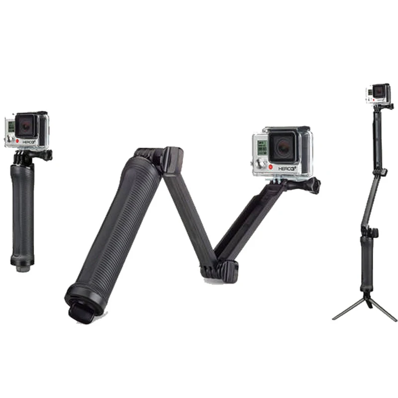 Foldable 3 Way Grip Monopod Handheld Selfie Stick For SJ4000 Xiaomi Yi 4K portable selfie sport Camera Tripod Mount A