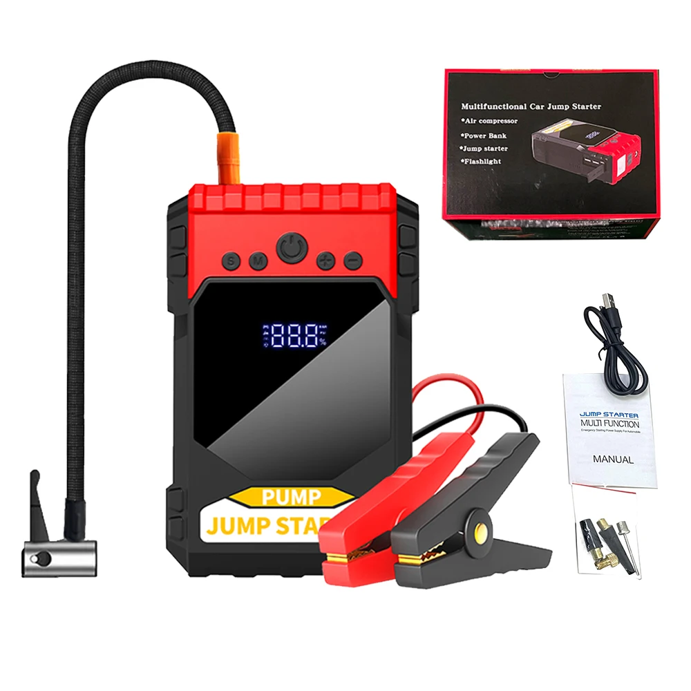 Factory 4 In 1 Jump Starter 150PSI Pump Air Compressor 10000mAh Power Bank 1000A Starting Device 12V Digital Tyre Air Pump