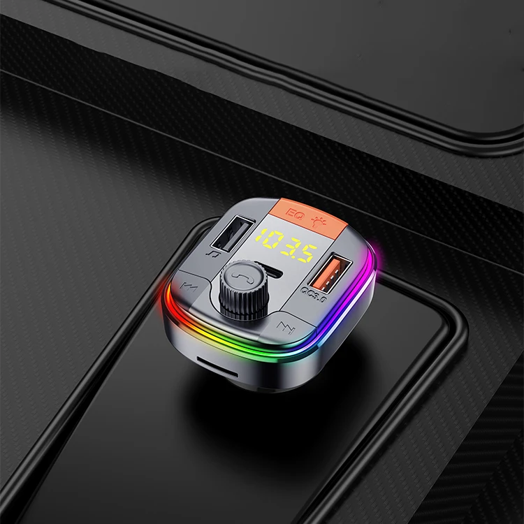 QC 3.0+PD Dual USB Car Charger Hands Free Car Kit Mp3 Player Car FM Transmitter Wireless FM Modulator Transmitter