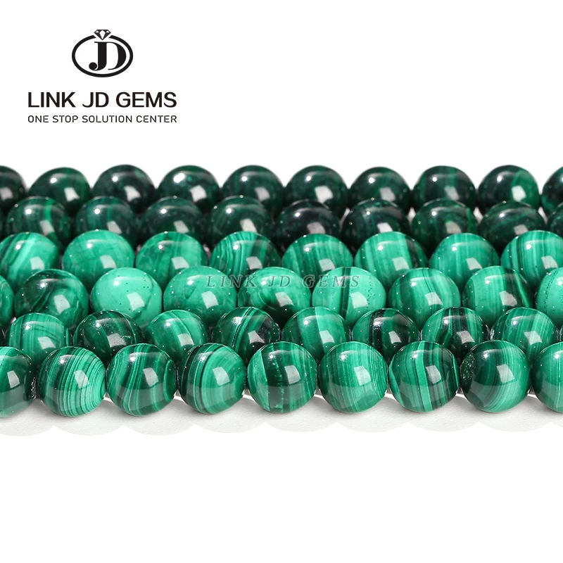 Wholesale 4-12mm Natural Genuine Stone Beads Green Malachite Round Peacock Gemstone Loose Beads For Jewelry Making
