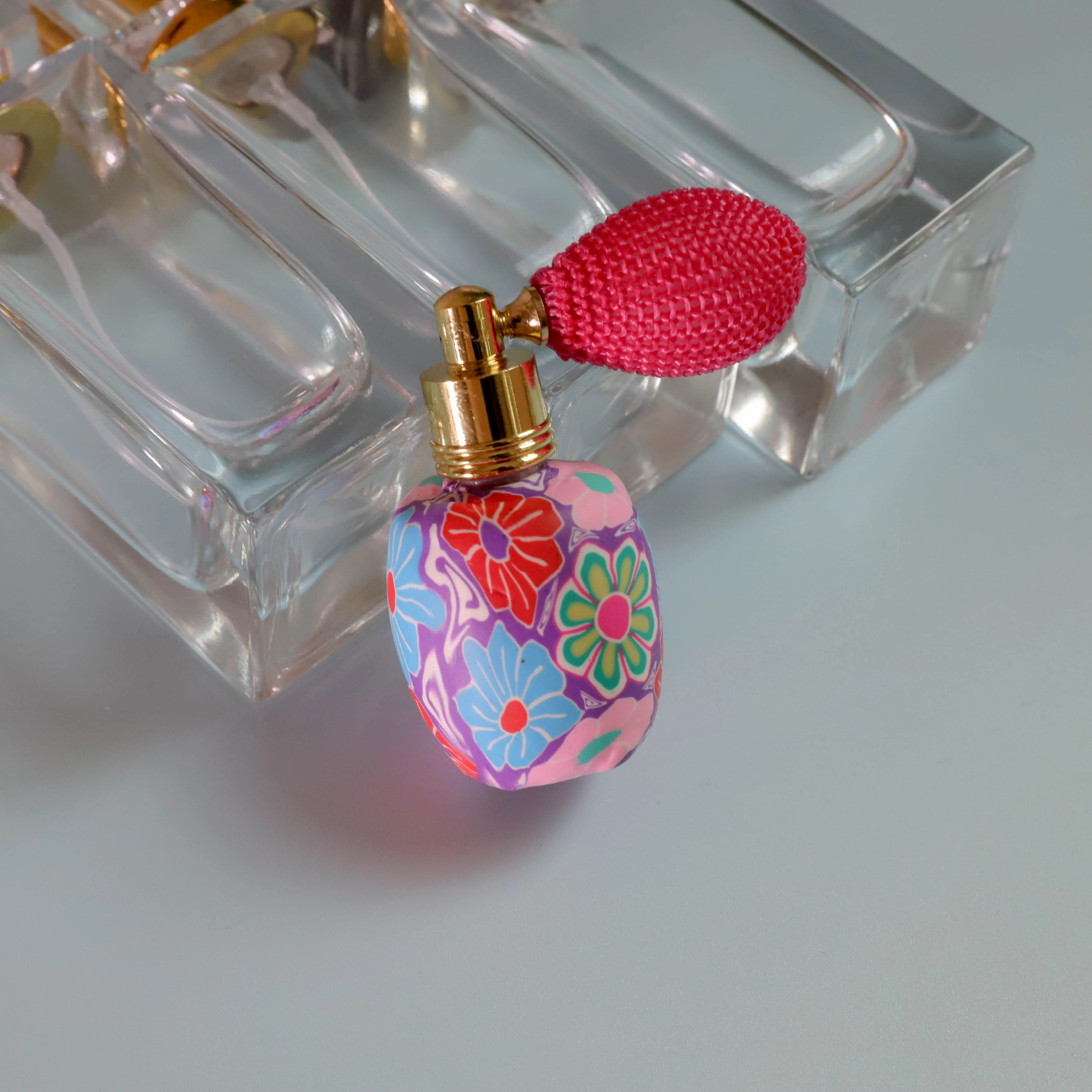 5-15ml Polymer Clay Perfume Bottles Empty Refillable Bottle Airbag Atomizer Spray Scent Bottle Pump Case Travel Container