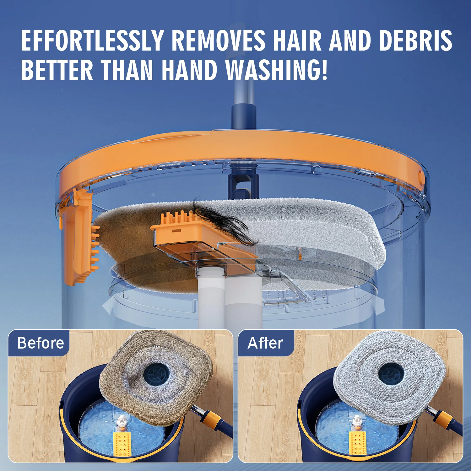 HOMELLTER spin mop bucket set with 360 rotating clean  and dirty separation  bucket household product cleaning tool