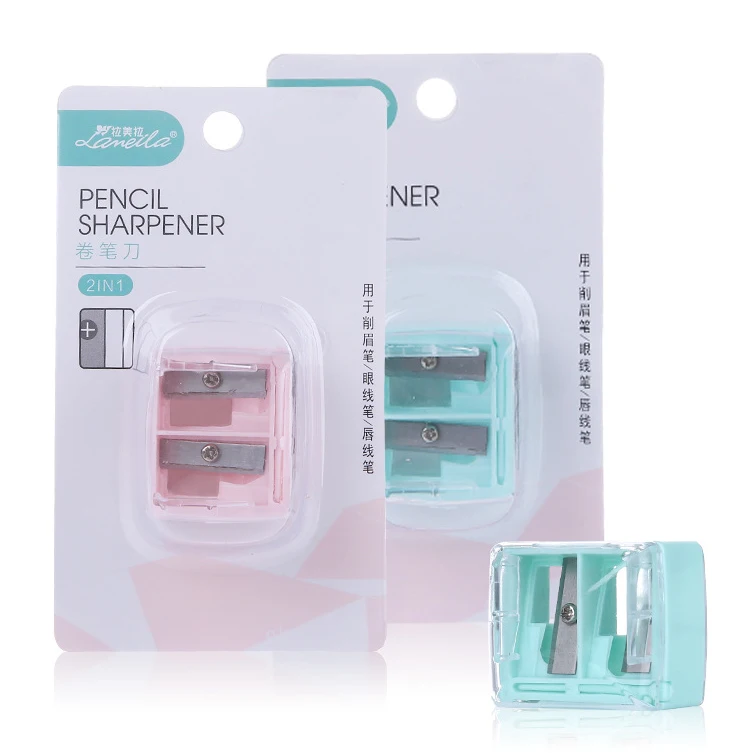 Lameila Wholesale Plastic Double Hole Round Eyebrow Cosmetic Pencil Sharpener OEM Makeup Pencil Sharpener #33