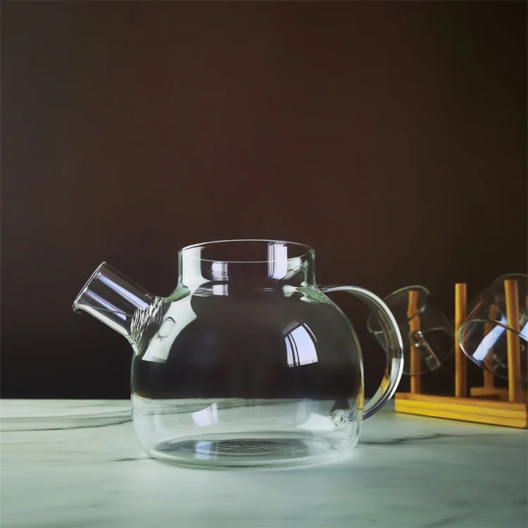 wholesale transparent 2 in 1 tea maker bamboo lid borosilicate 600ml 1000ml 1500ml 1800ml glass teapot flower tea