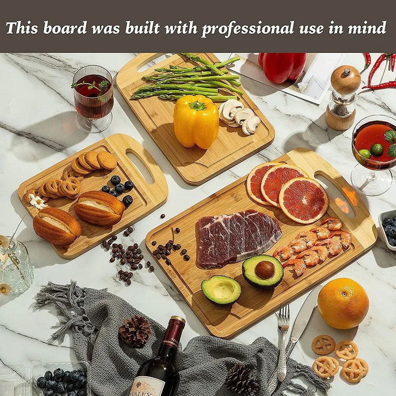 Organic Bamboo Cutting Board with Juice Groove - Kitchen Chopping Board for Meat, Cheese and Vegetable