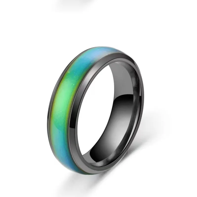Hot new thermochromic stainless steel smart ring Mood color changing jewelry engagement party gift fashion ring