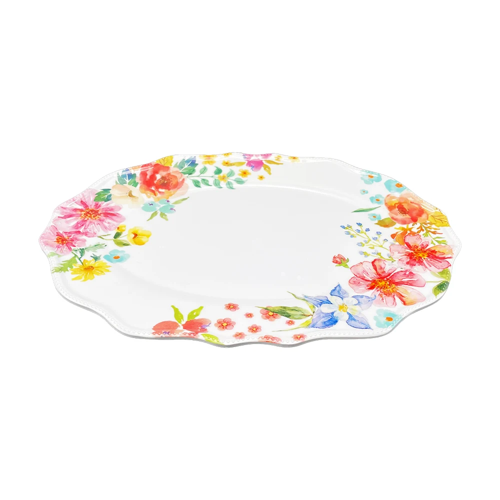 Wedding Unbreakable Serving Plastic Melamine Fruit Dish Dinner Cake Plate