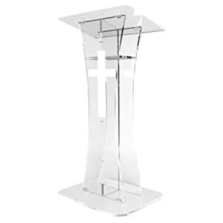 Pulpit Podium Acrylic Plexiglass Acrylic Podium Transparent Lectern Church Pulpit with Cross Acrylic Lectern Podium