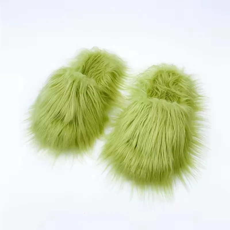 Wholesale Women Fuzzy Flat Fluffy Slide Fashion Soft And Fluffy Faux Mongolian Wool Fur Slippersfur slides slippers
