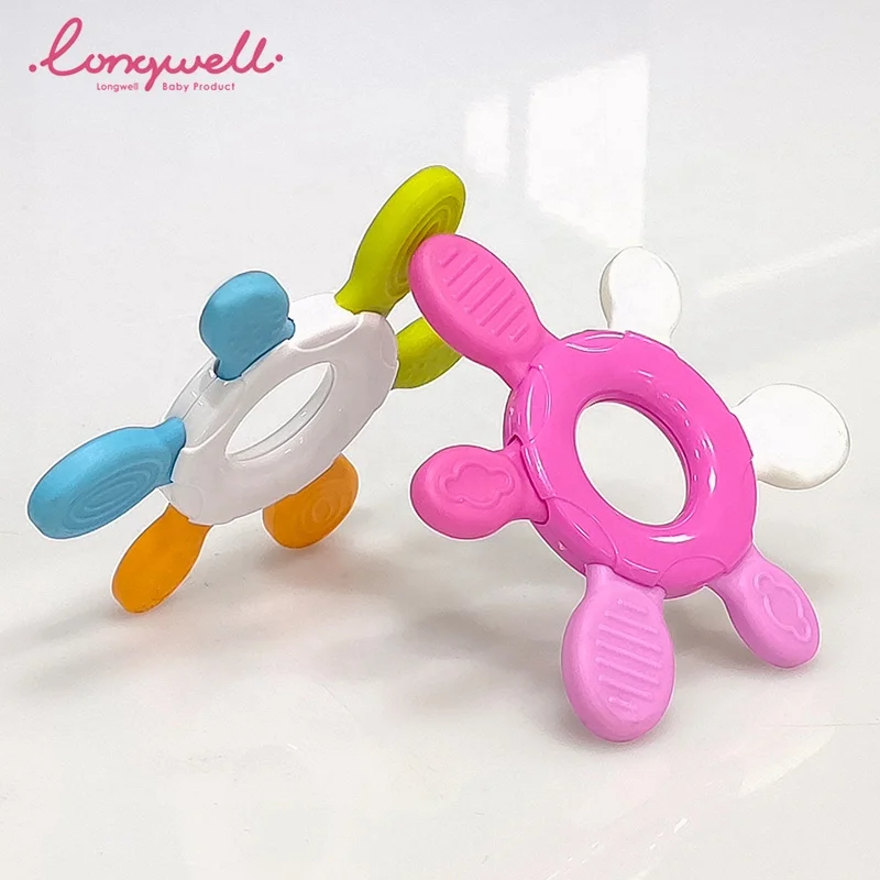 
Ningbo Longwell Custom Wholesale Infant Safety Eco Organic Chewable Toys for Babies Plastic ABS Teething New Design Baby Teether 