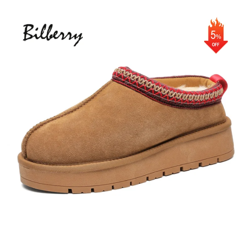 2024 genuine cowhide suede snow boots classic indoor and outdoor leisure shoes brand fancy slippers for woman