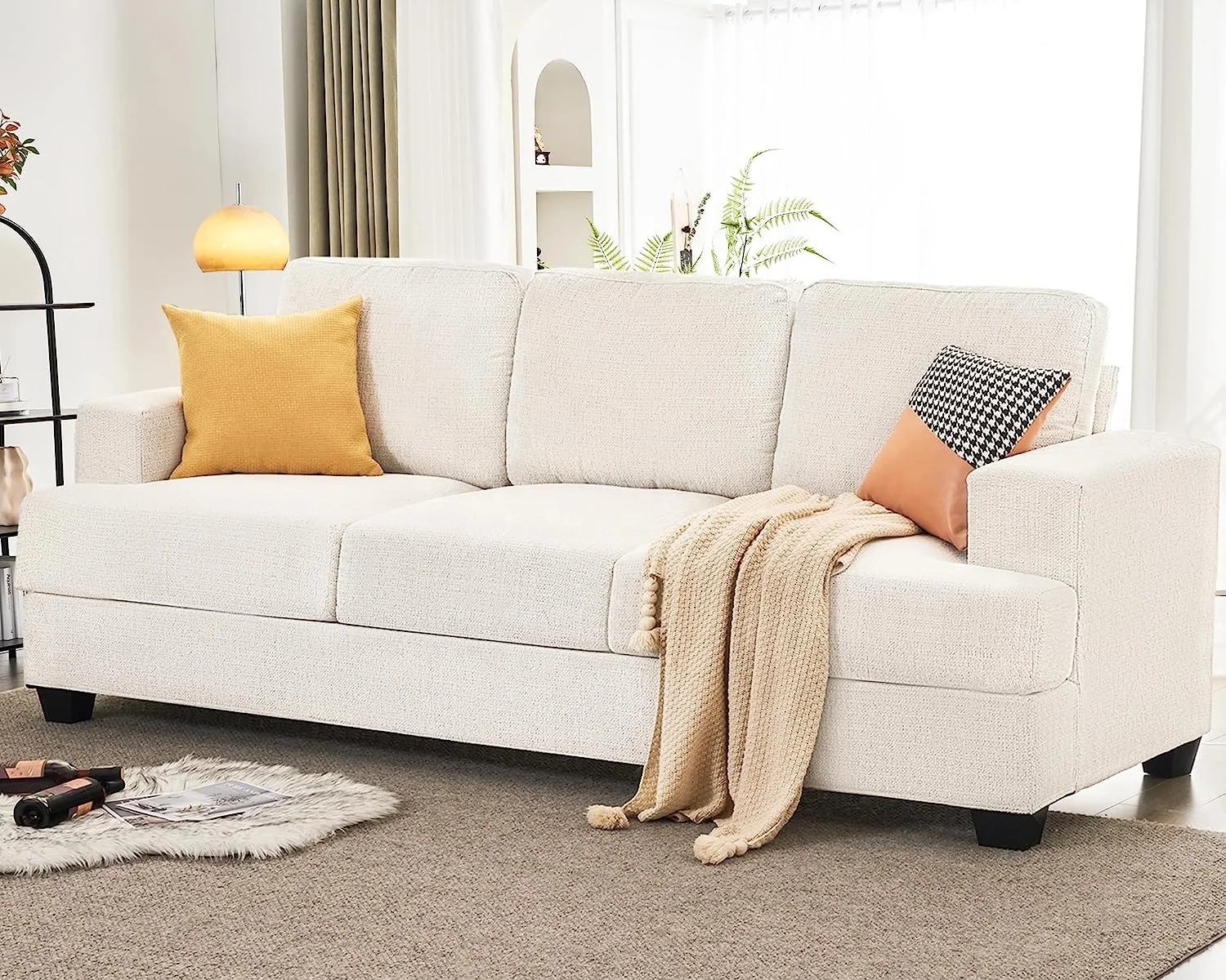 High quality french hamptons style furniture linen fabric duck feather filling comfortable loose style slipcover sofas for home