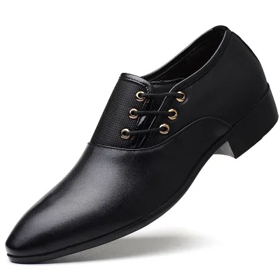 A023 Men Italian Round Toe Dress Shoes Cow Leather Business Black Wedding Shoes Oxford Formal Casual Shoes for men new styles