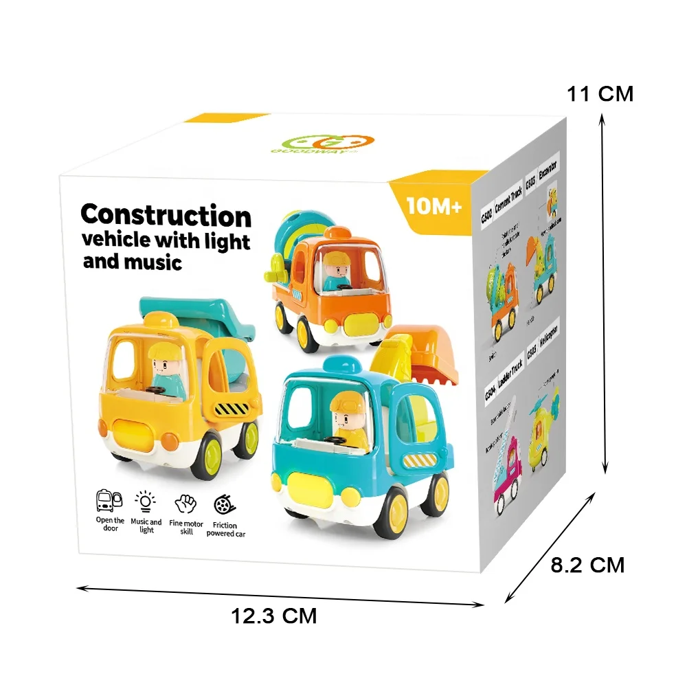 Toddler plastic truck trailers toys engineering diecast model car construction friction toy vehicles with light and music