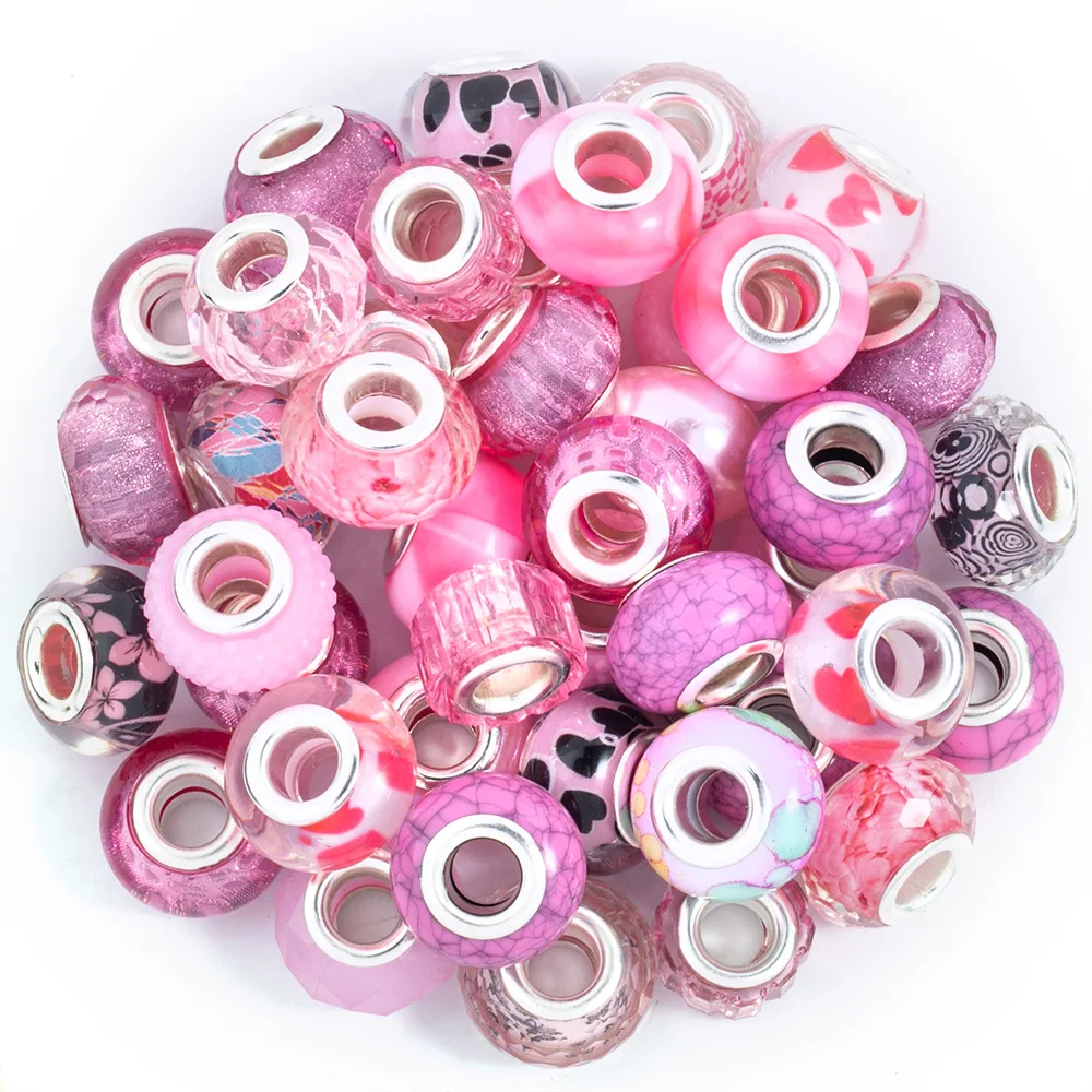 10pcs/bag mixed color big hole crystal beads for diy bracelets making accessories for children