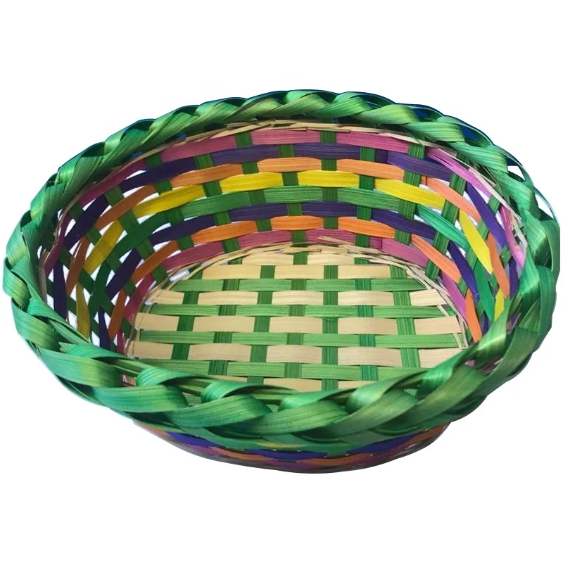 2022 Bulk Ecofriendly Decor Storage Basket Custom Bamboo Kids Easter Eggs Candy Baskets With Handle