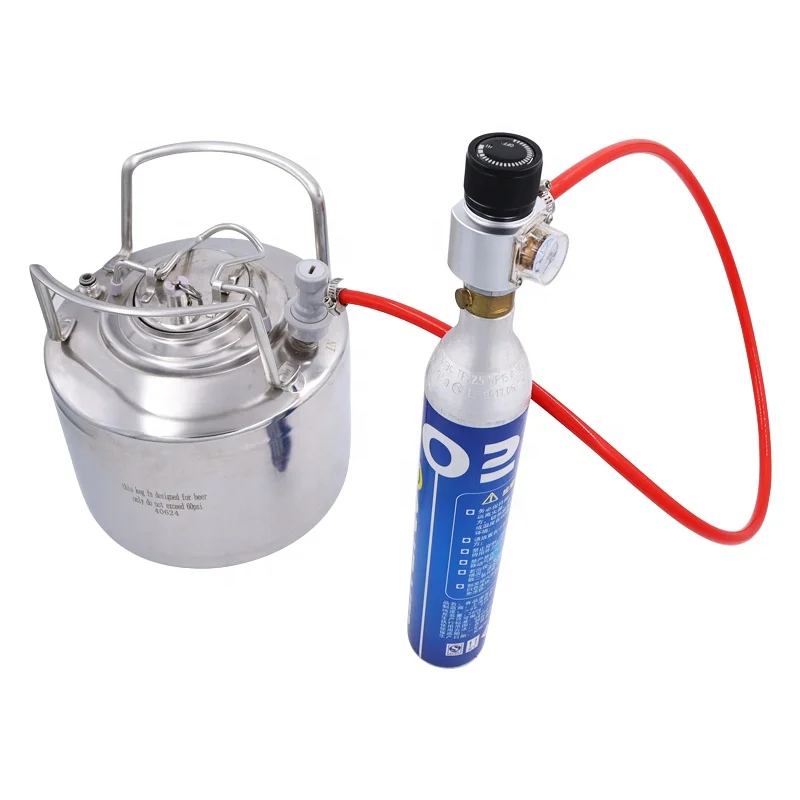 Soda HomeBrew Beer Stream Keg Charger Portable Mini CO2 Cartridge Regulator with Gas Line Ball Lock