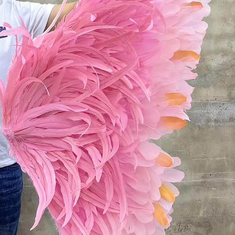 Large  Hot Pink Feather Angel Wings For Hotel Wedding Coffee Bar Background Wall or Swing Decoration