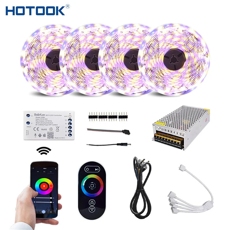 Водонепроницаемая светодиодная лента с поддержкой Wi-Fi, 20 м, IP68, 12 В, RGB, RGBW, SMD 5050