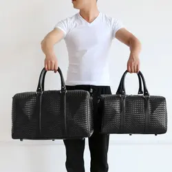 New Style knit PU leather duffel bag travel hold all sport gym luggage bags