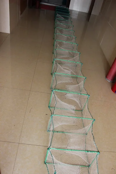 fishing cage crab trap lobster trap steel frame wide 35cm height 22cm length 9.5m with PE net