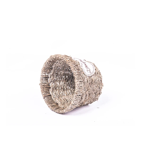 New design baby gift sweet rattan plastic basket with heart shape label woven storage basket handmade nature paper rope