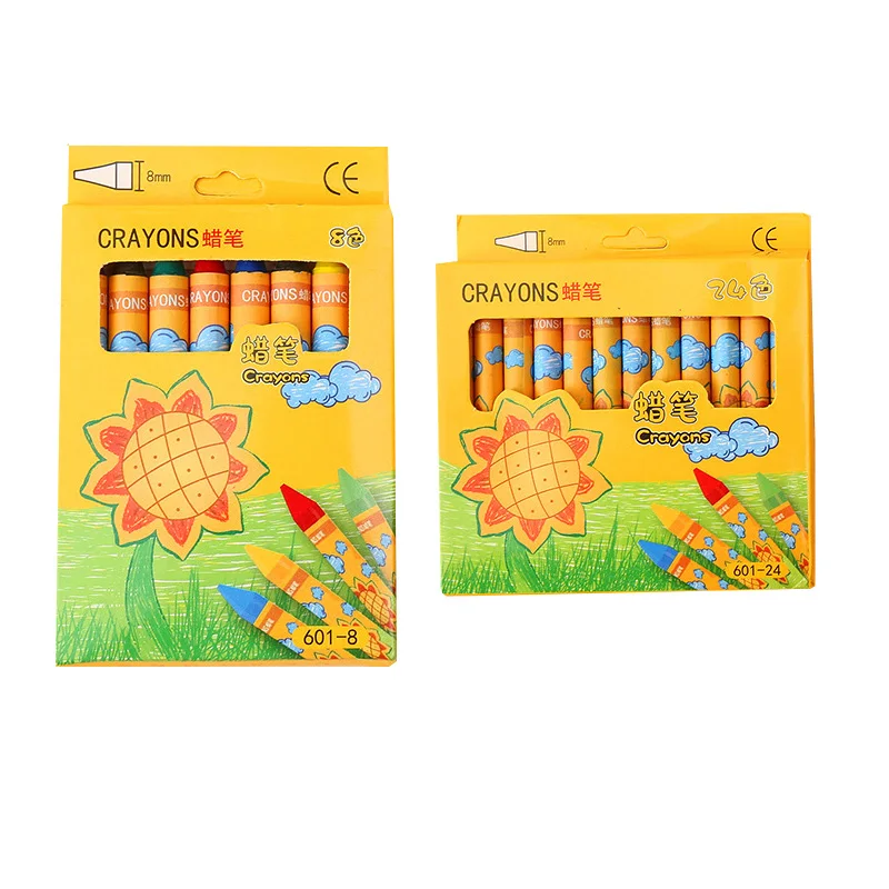 Bulk non toxic 0.8cm small 8 colors pack wax crayons for kids