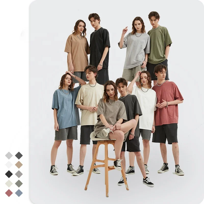 New Season Wholesale Heavy Thick Cotton T Shirt Loose Fitting Vintage Heavy Cotton T Shirts Blank 280 Gsm Tshirt