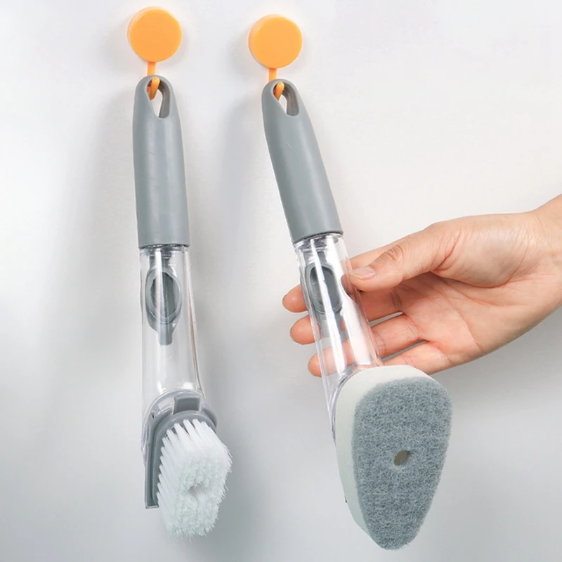 Unique multifunctional long handle cleaning brush dish scrubber with soap dispenser