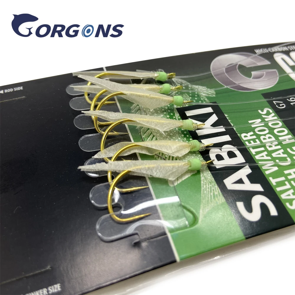 Gorgons 8# 10# 12# 14# 16# Fishing Flasher Rigs with Luminous Beads Sabiki hooks Rigs